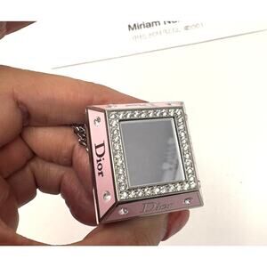 Dior Crystal Shine Lip Gloss Charm Pendant Pink Enamel Rare Vintage